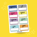 Journal Stickers - Musical Theatre Character Name Tags (A6 Sticker Sheet)