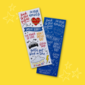 Two bookmarks with 'Back to the Future' text and graphics on a yellow background with star decorations.