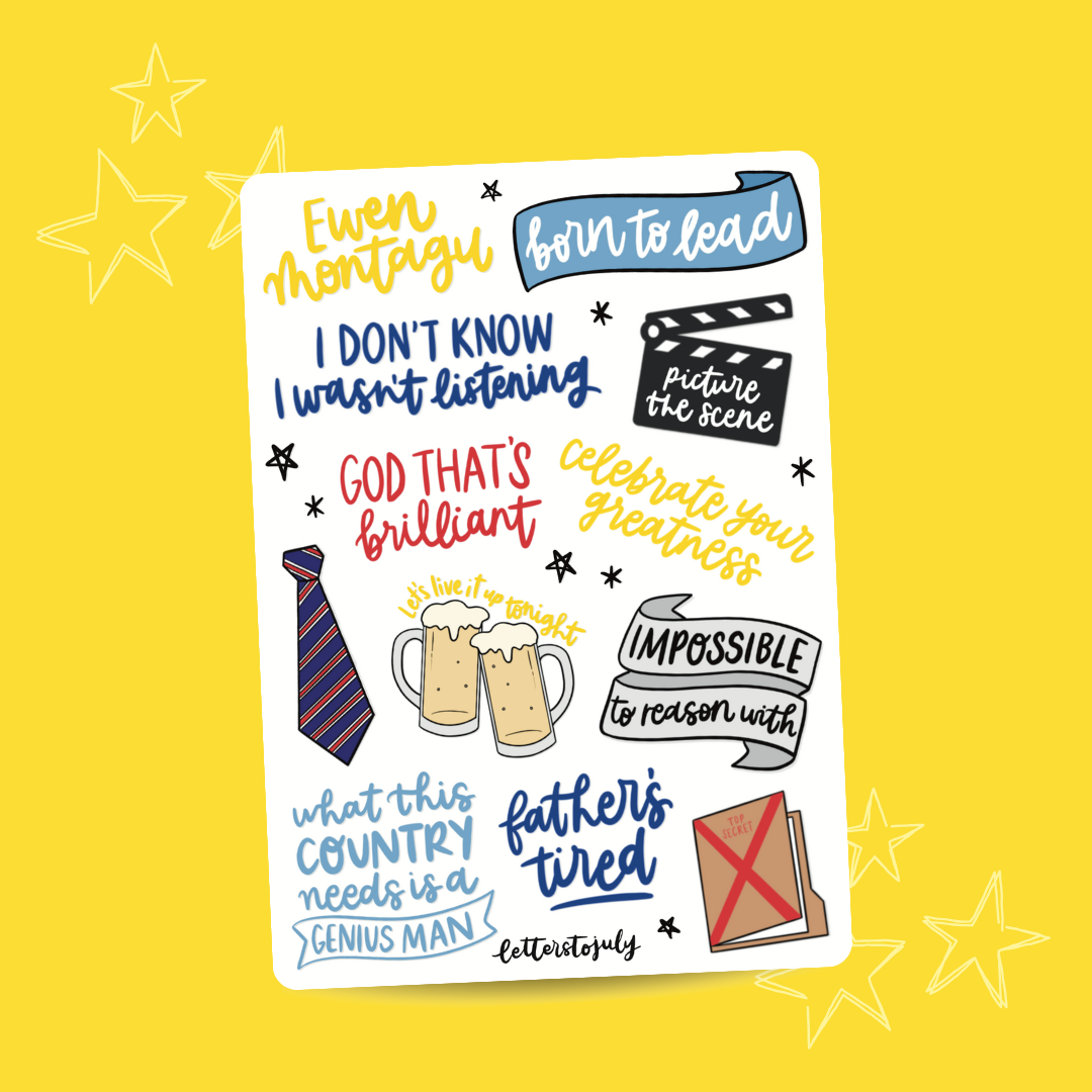 Operation Mincemeat Musical - Character Stickers (A6 Sticker Sheet)