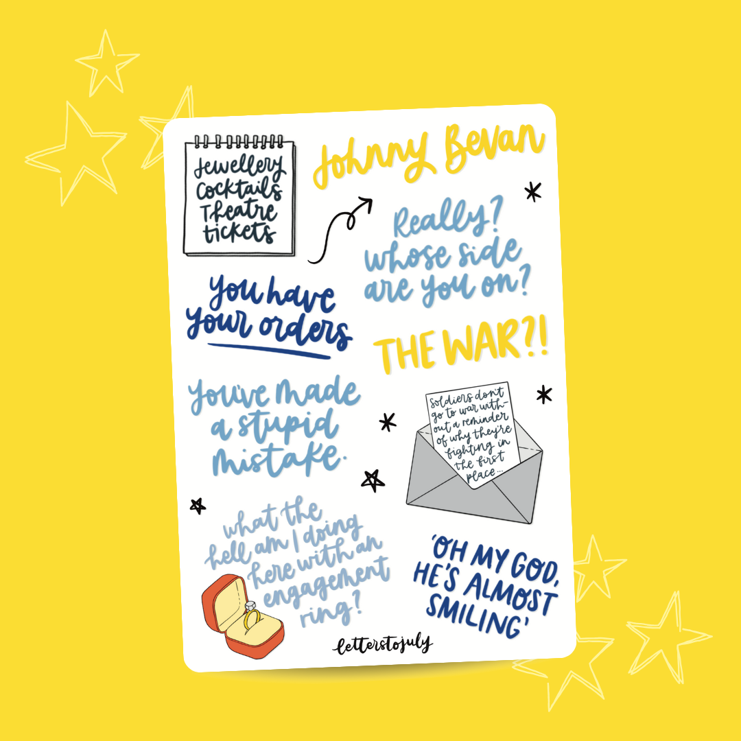 Operation Mincemeat Musical - Character Stickers (A6 Sticker Sheet)