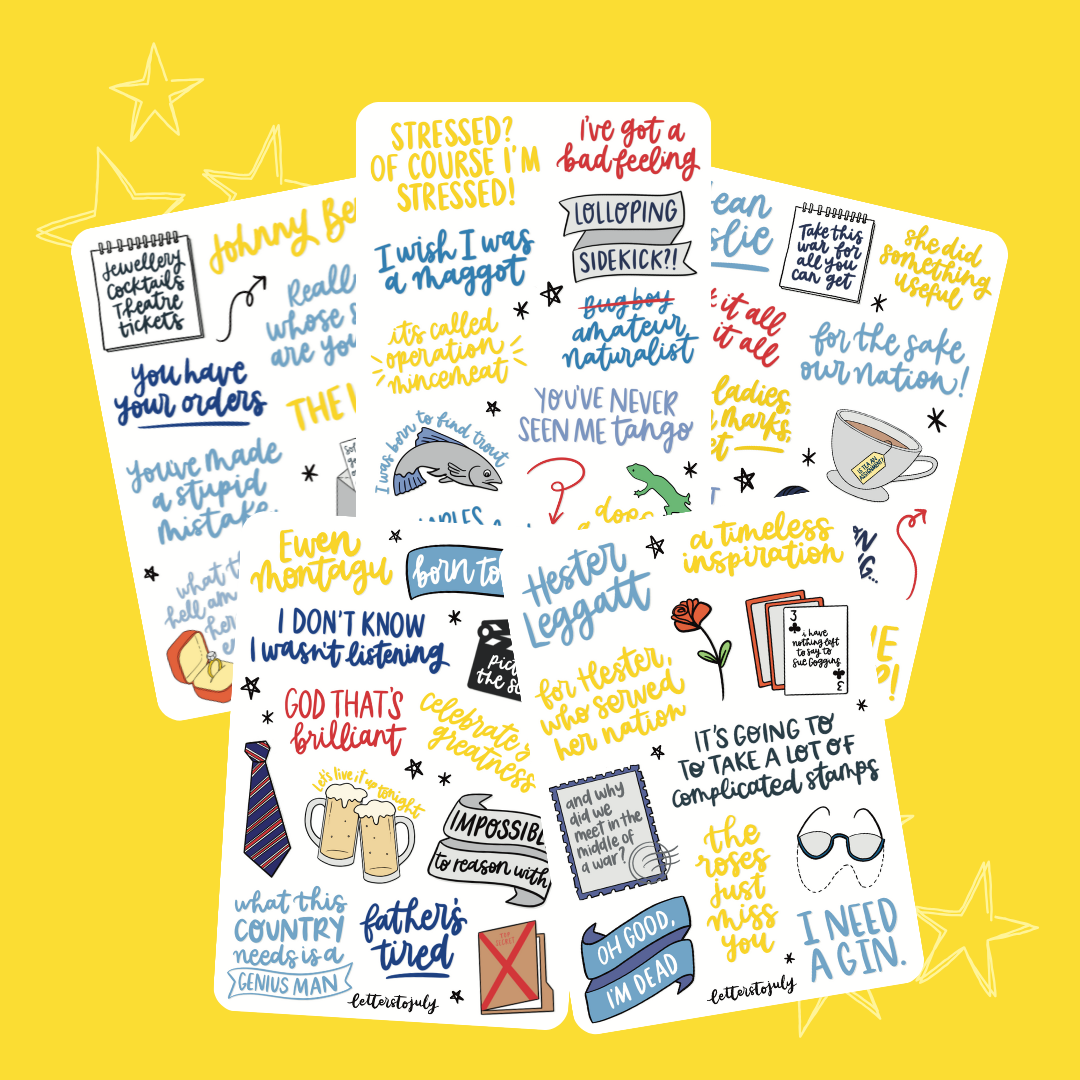 Operation Mincemeat Musical - Character Stickers (A6 Sticker Sheet)