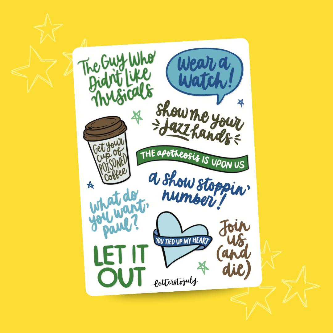 The Guy Who Didn't Like Musicals - StarKid (A6 Sticker Sheet)