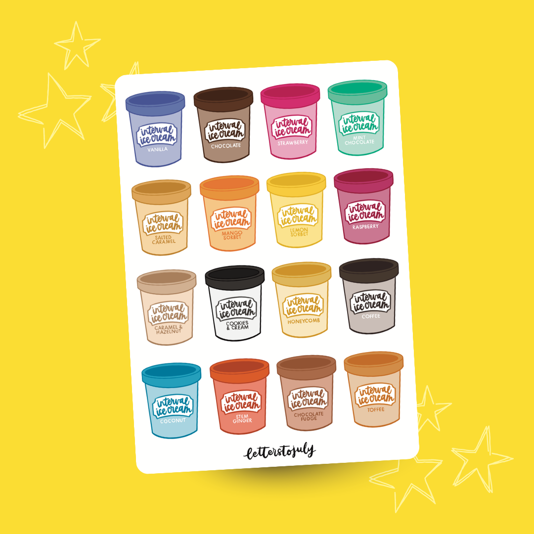 Journal Stickers - Interval Ice Cream (A6 Sticker Sheet)
