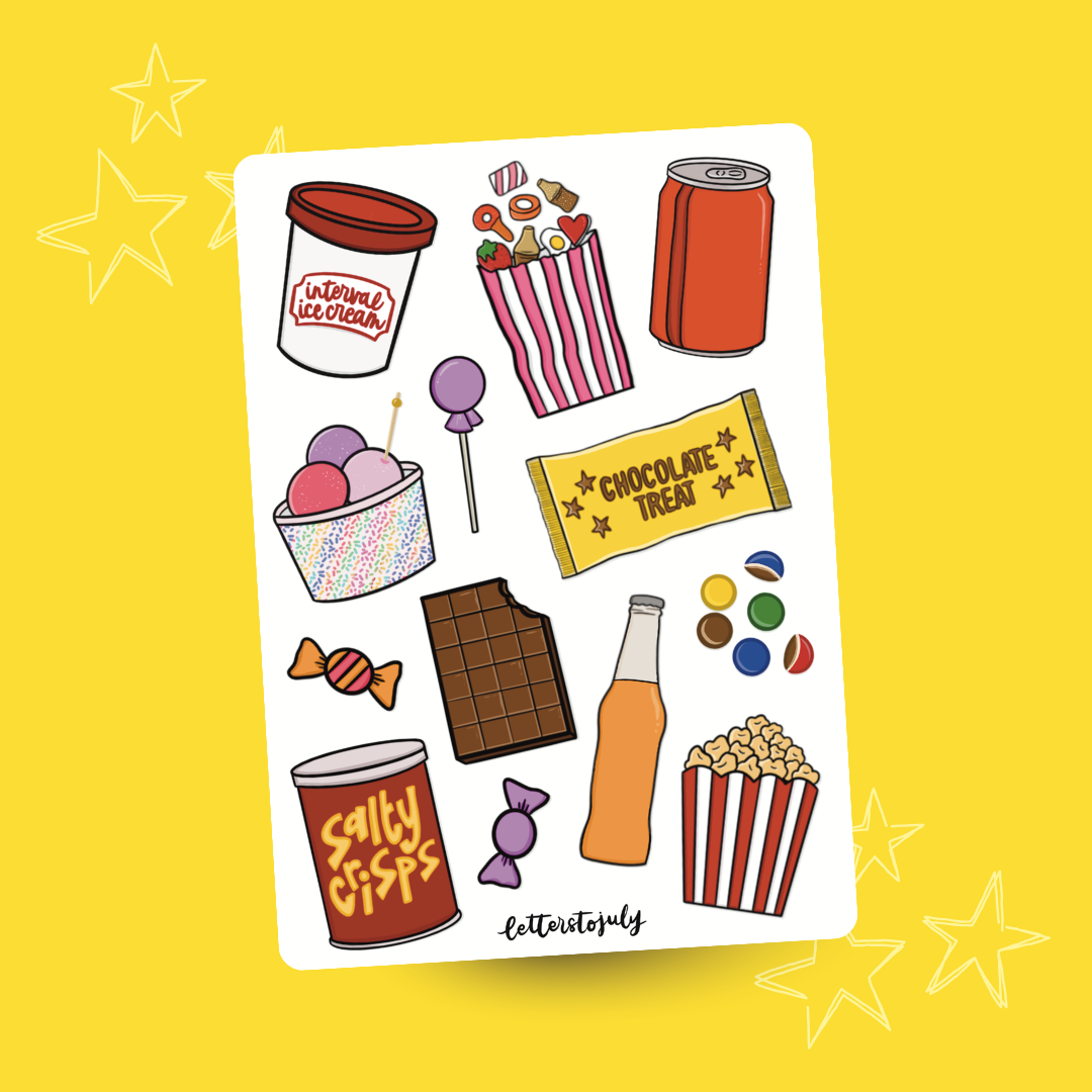 Theatre Snacks (A6 Sticker Sheet)