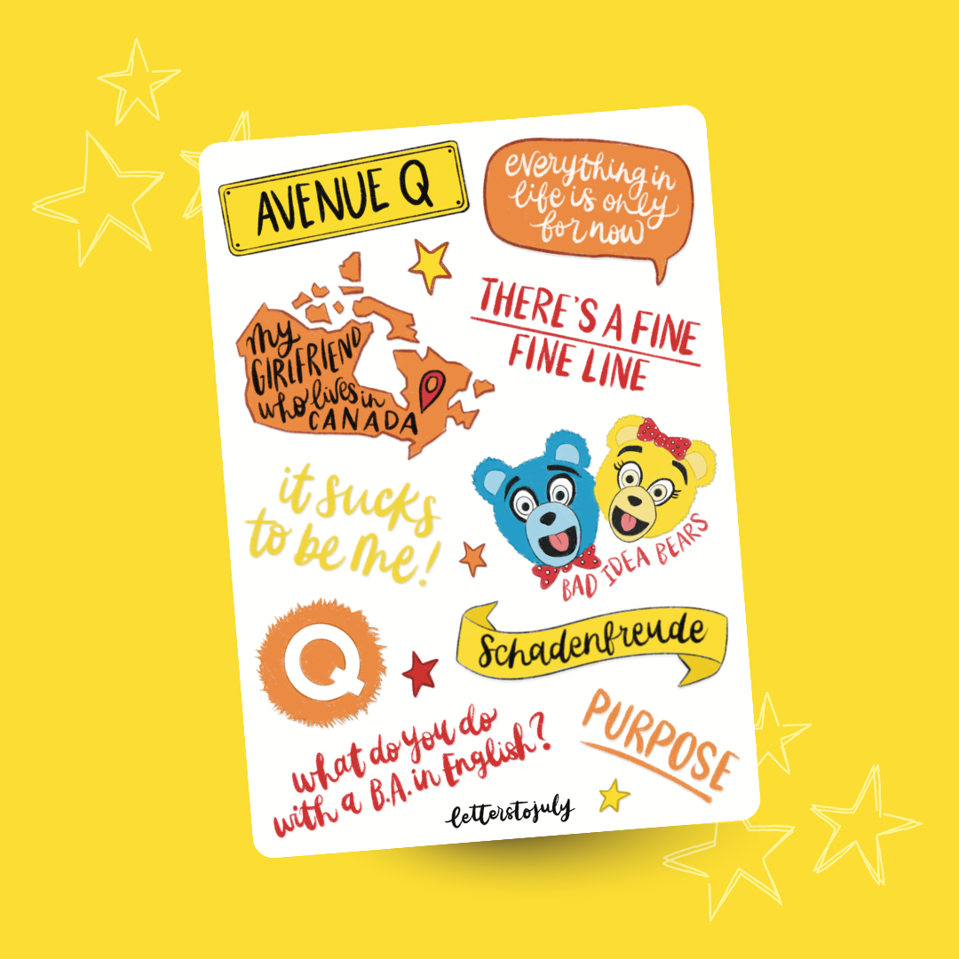 Avenue Q Musical (A6 Sticker Sheet)
