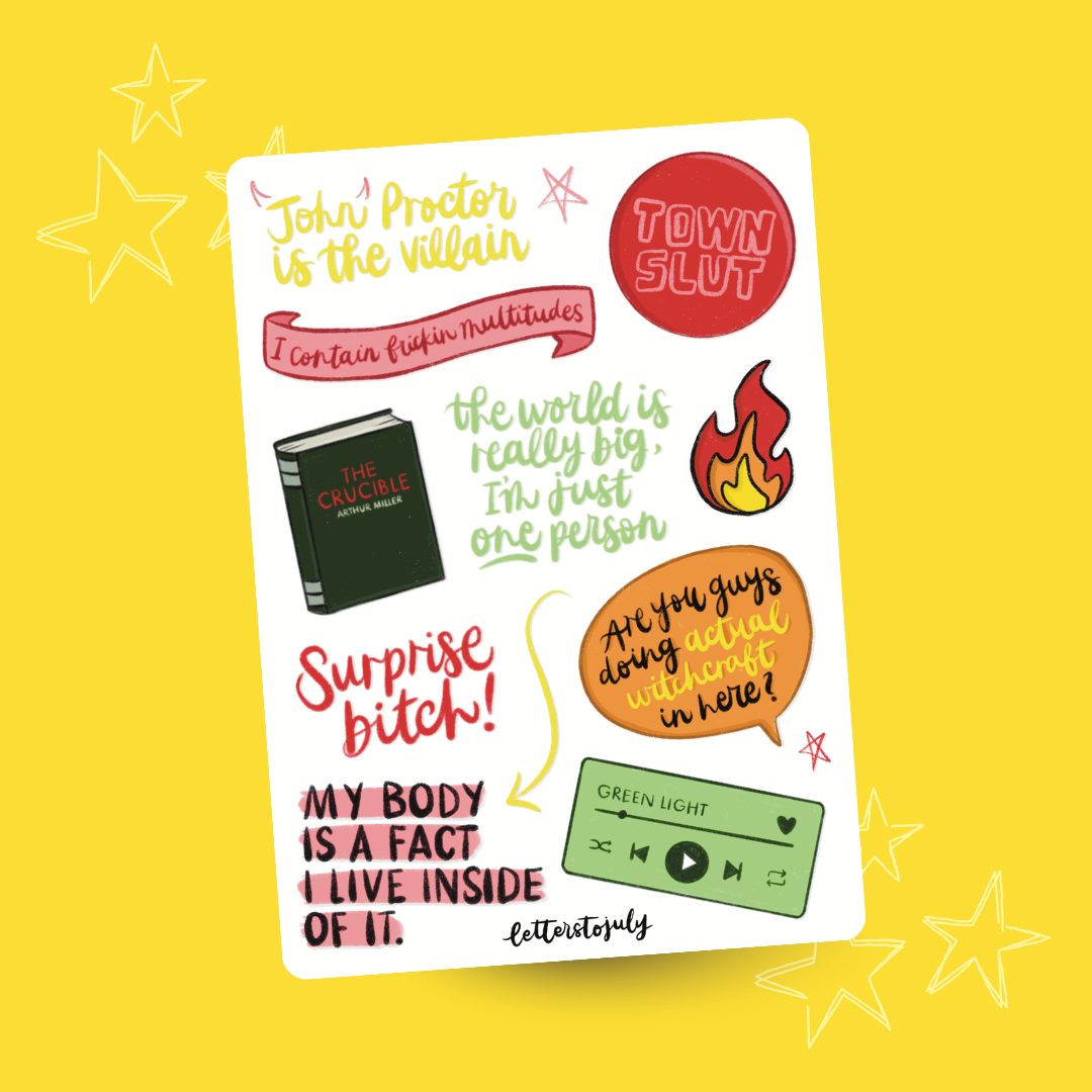 John Proctor is the Villain (A6 Sticker Sheet)