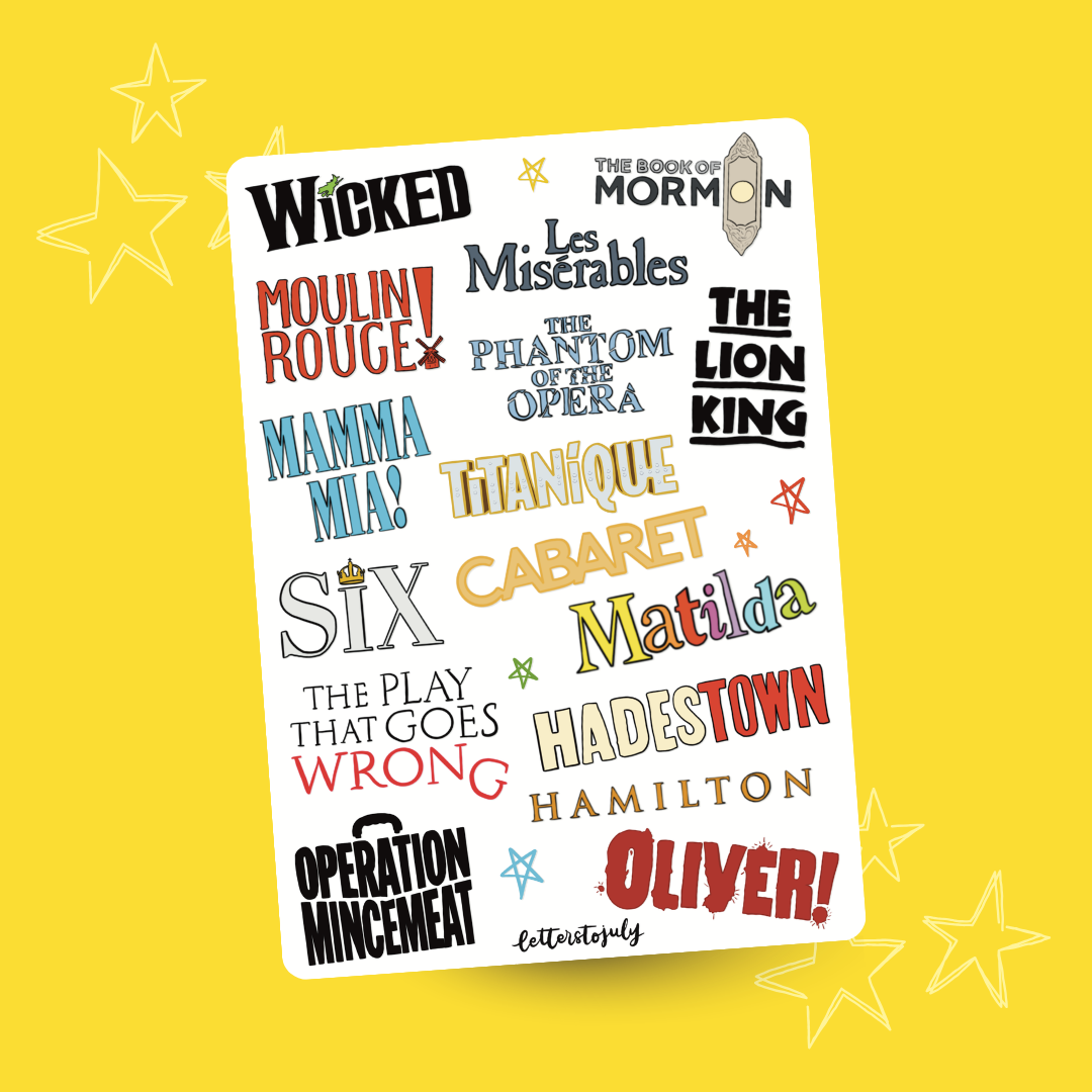 West End Mixed Musicals (A5 Sticker Sheet)