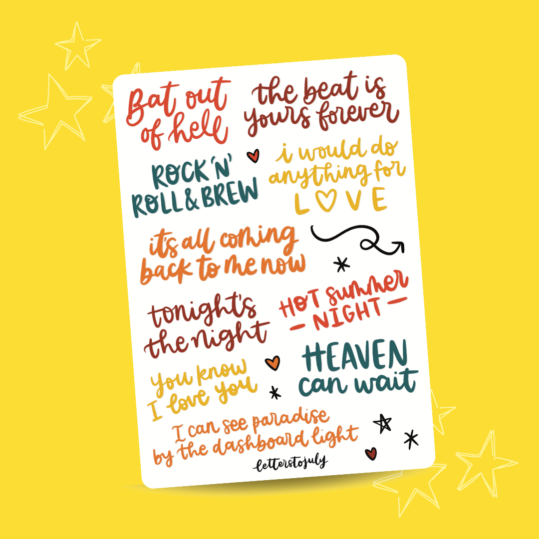 Bat Out of Hell Musical (A6 Sticker Sheet)