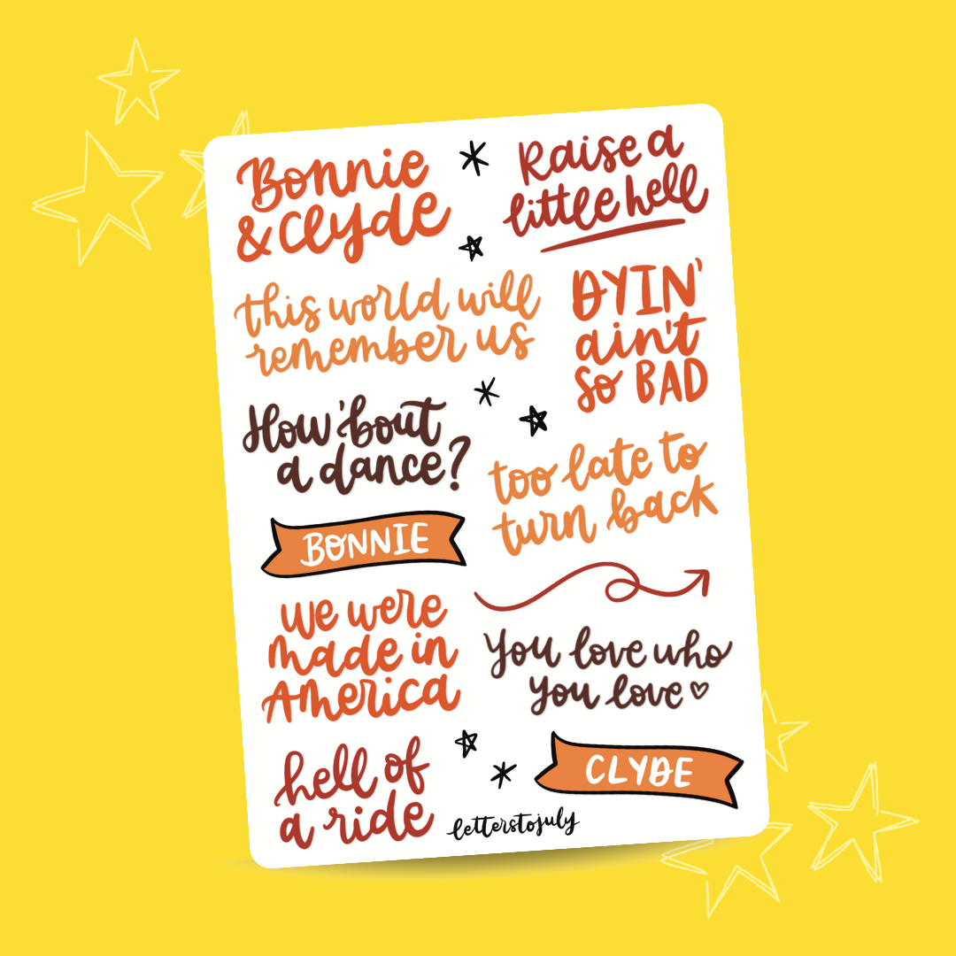 Bonnie & Clyde Musical (A6 Sticker Sheet)