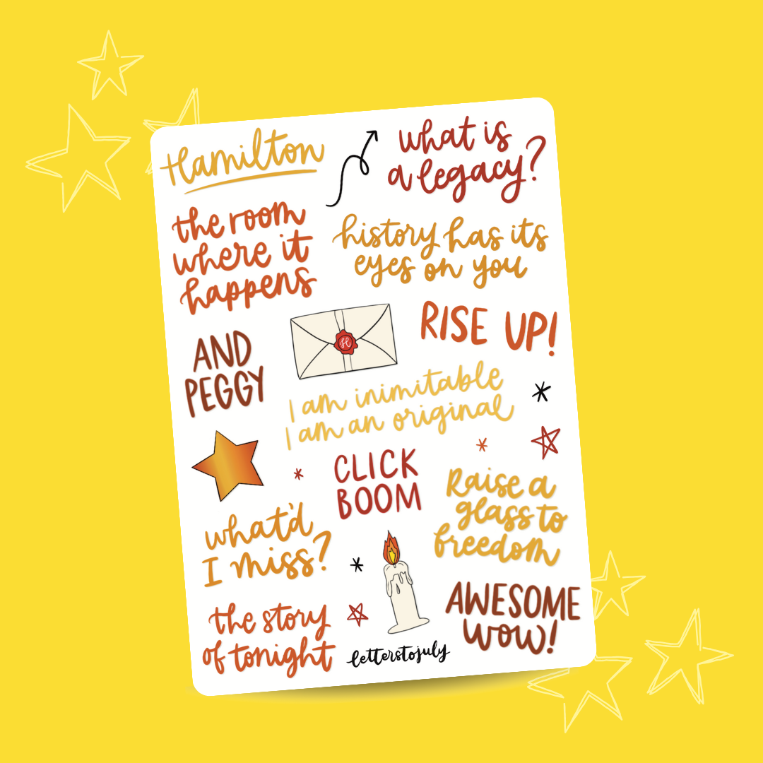 Hamilton Musical (A6 Sticker Sheet)