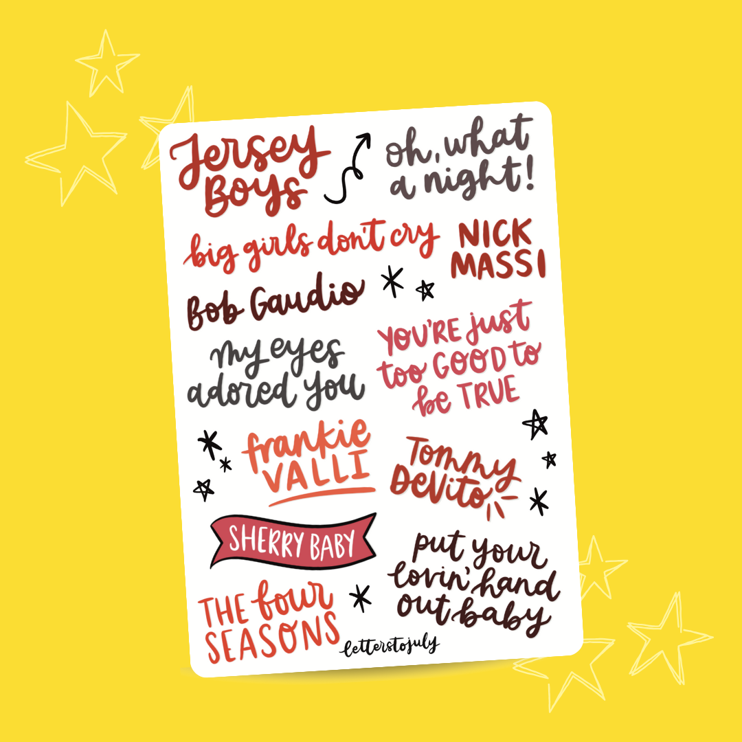Jersey Boys Musical (A6 Sticker Sheet)
