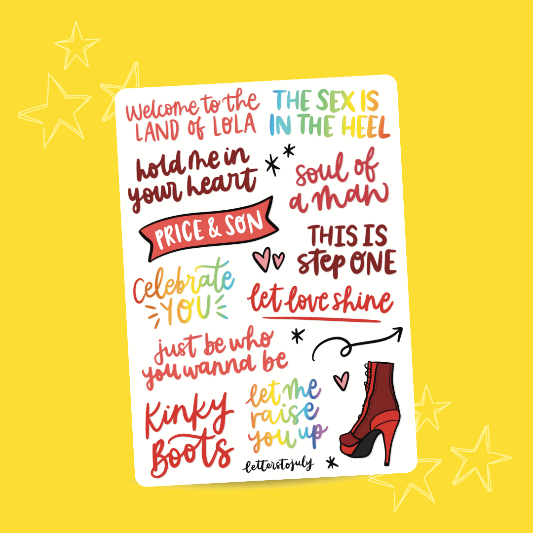 Kinky Boots Musical (A6 Sticker Sheet)