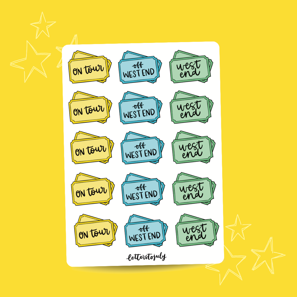Journal Stickers - West End/Off West End/On Tour (A6 Sticker Sheet)