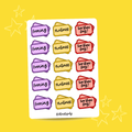Journal Stickers - Evening/Matinee/Two Show Day (A6 Sticker Sheet)