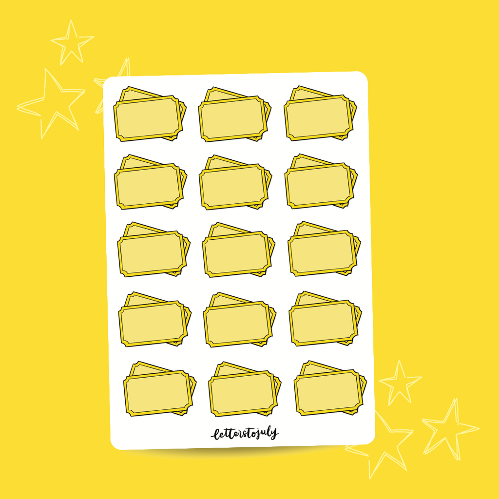 Journal Stickers - Blank Tickets (A6 Sticker Sheet)