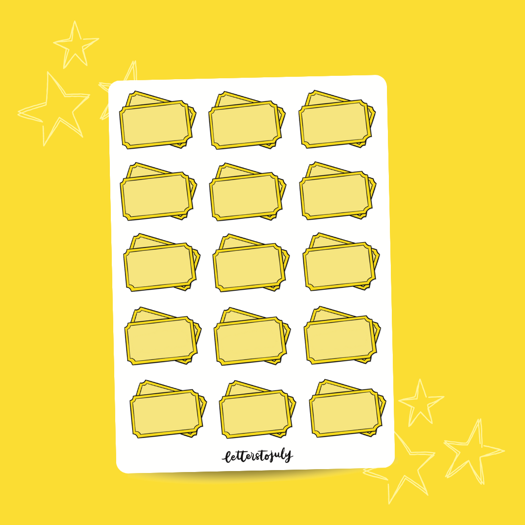 Journal Stickers - Blank Tickets (A6 Sticker Sheet)