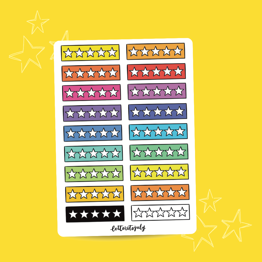 Journal Stickers - 5 Star Rating (A6 Sticker Sheet)