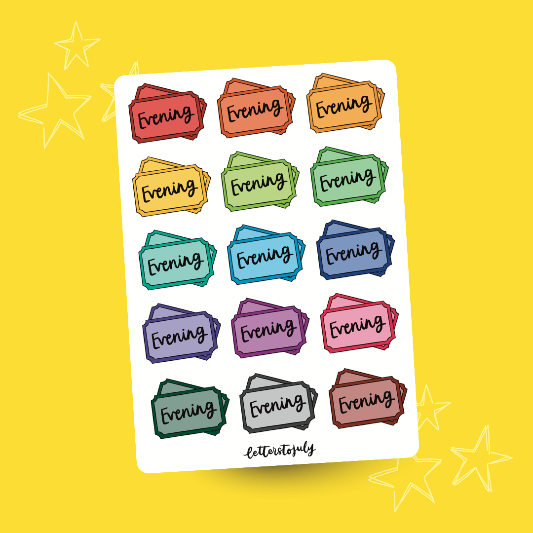 Journal Stickers - Evening/Matinee/Two Show Day (A6 Sticker Sheet)