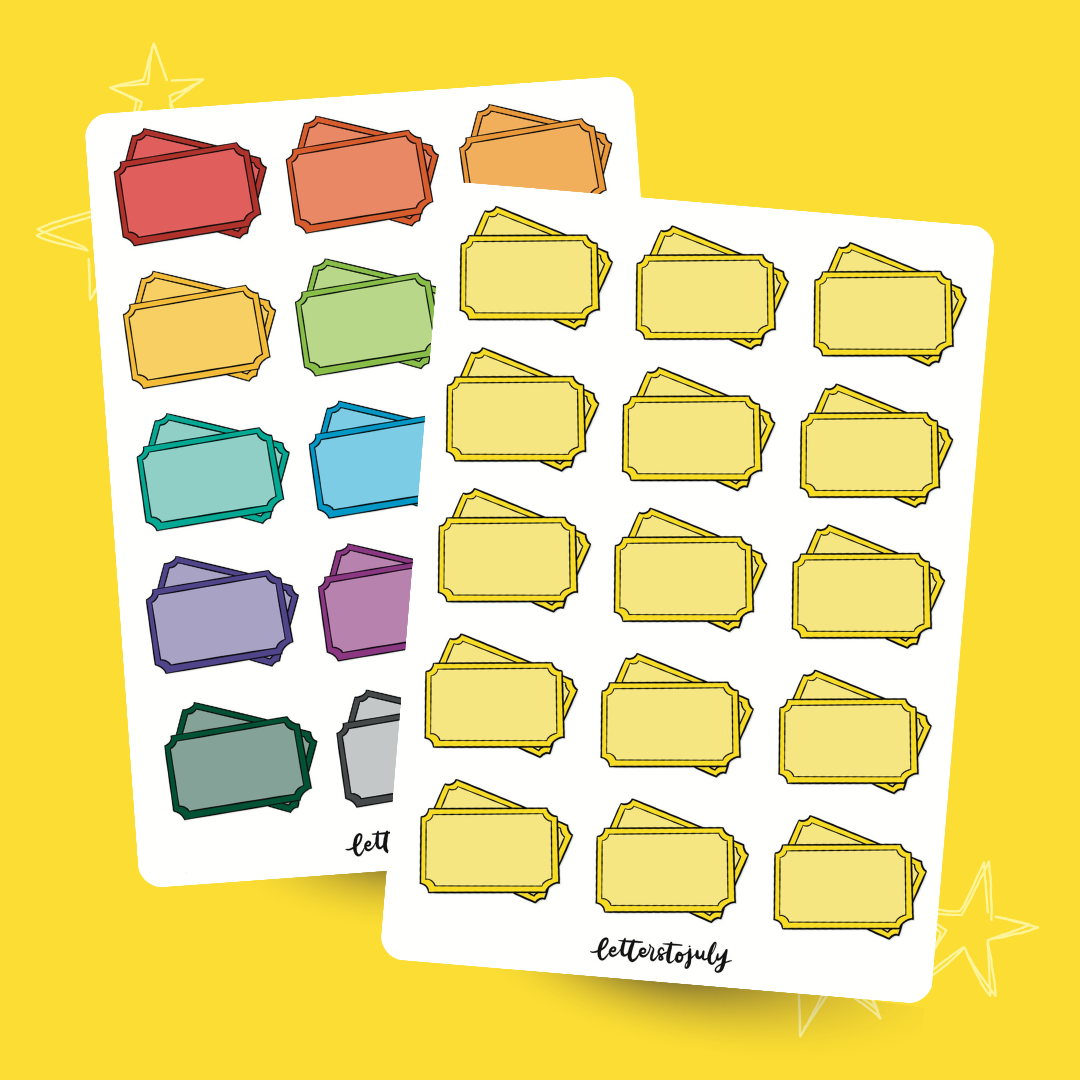 Journal Stickers - Blank Tickets (A6 Sticker Sheet)