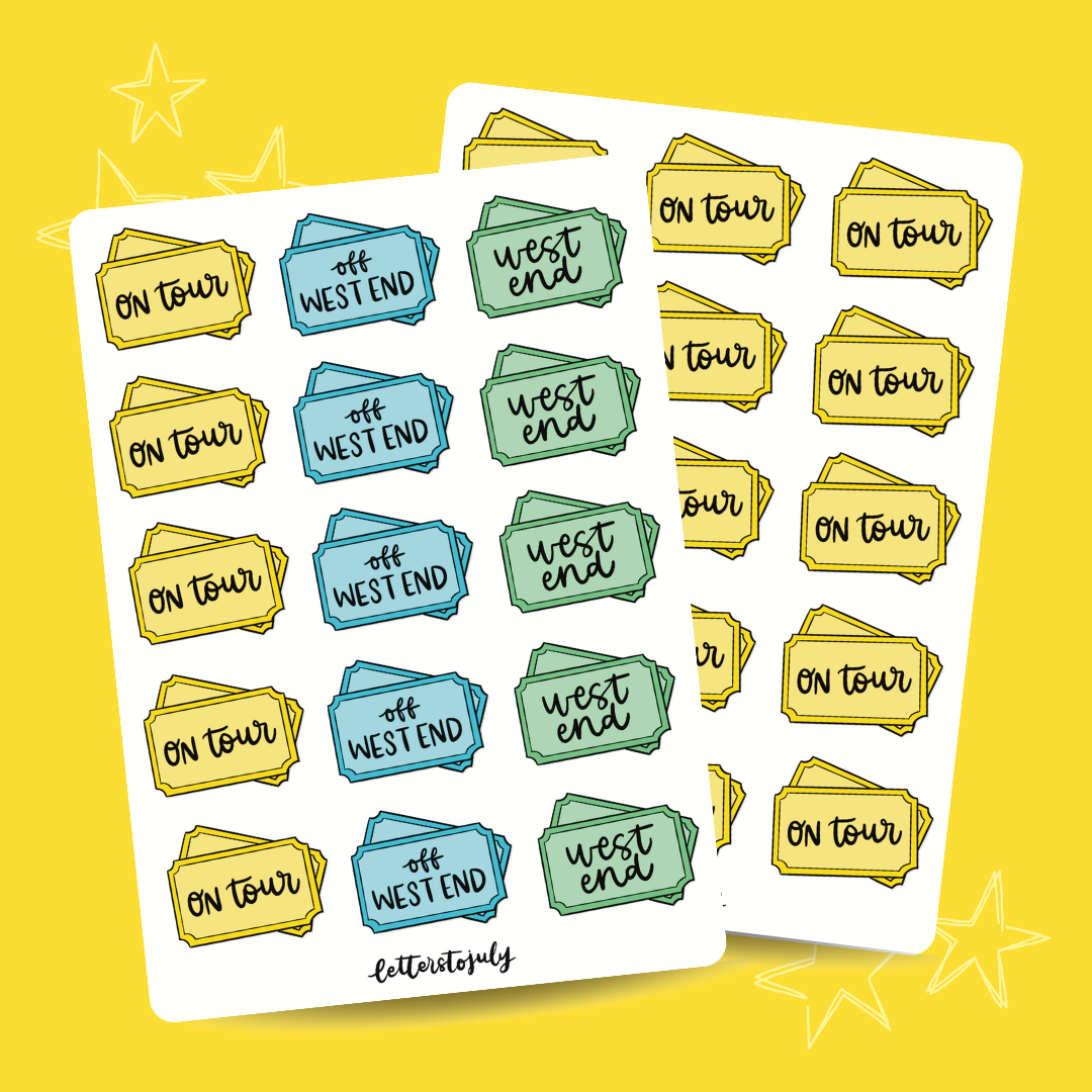 Journal Stickers - West End/Off West End/On Tour (A6 Sticker Sheet)